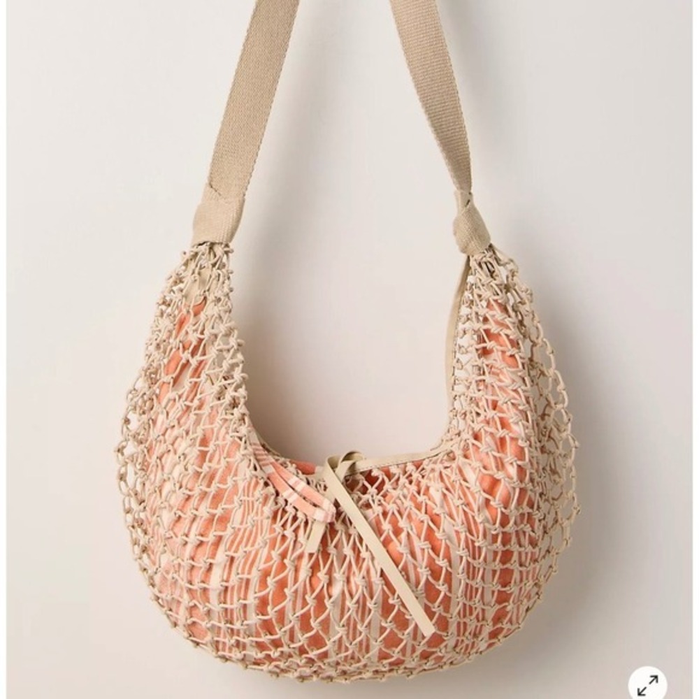 Free People Silver Springs Sling Bag Cream Orange Women One Size NWT